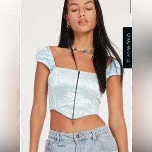 Silicia Corset Top In Botanist Flocking Spearmint